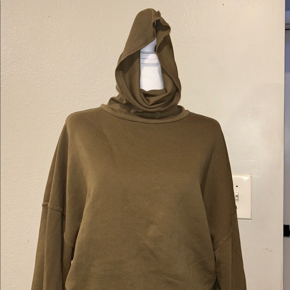 Agolde Ballon Sleeve Turtleneck Pullover Sweatshirt Womens M Green100% Cotton - Picture 9 of 13